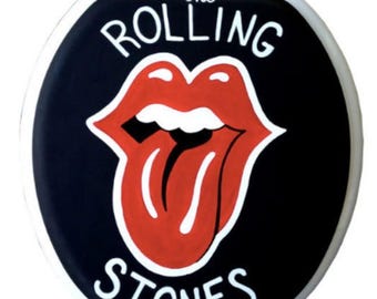 Hand Painted Rolling Stones Toilet Seat: Rock Band Bathroom Decor