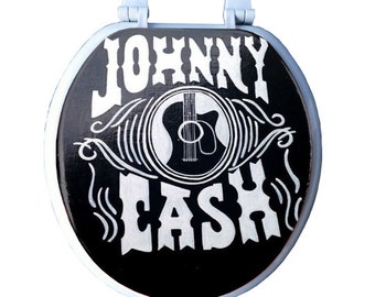 JOHNNY CASH Toilet Seat Hand Painted Man Cave Dad Grad Gift Bathroom Decor Remodeling