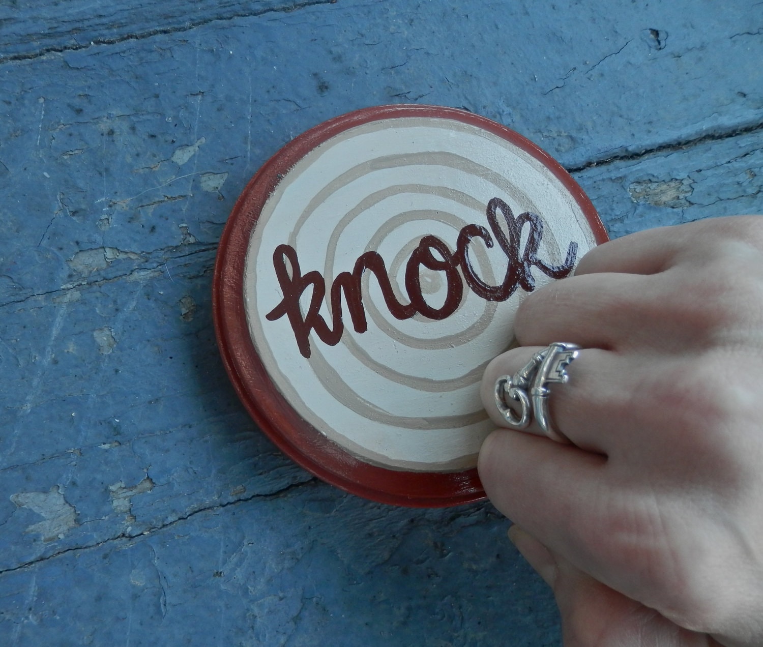 Knock on Wood Portable Knocker Superstition 5 Year Anniversary Fun