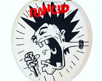 RANCID Screaming Mohawk Hand Painted Toilet Seat Home Bathroom Decor Remodel Gift Man Cave Punk Rock Band