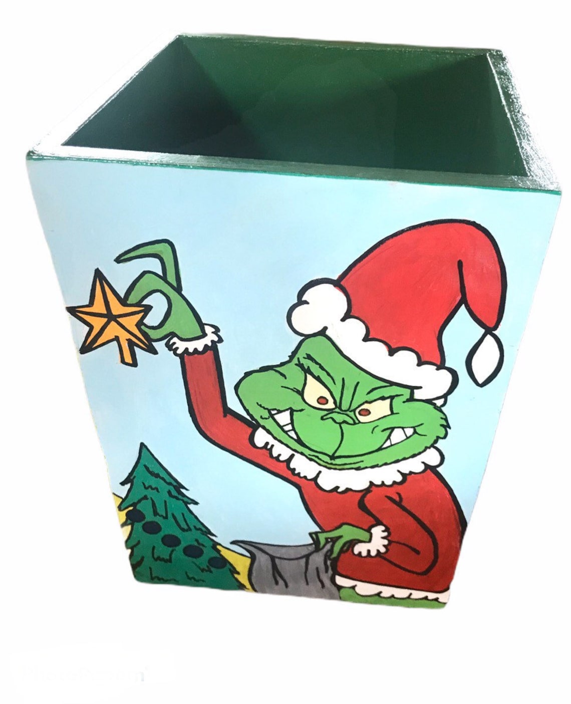 Hand Painted Dr. Seuss How the Grinch Stole Christmas Garbage Waste Bin Can - Etsy