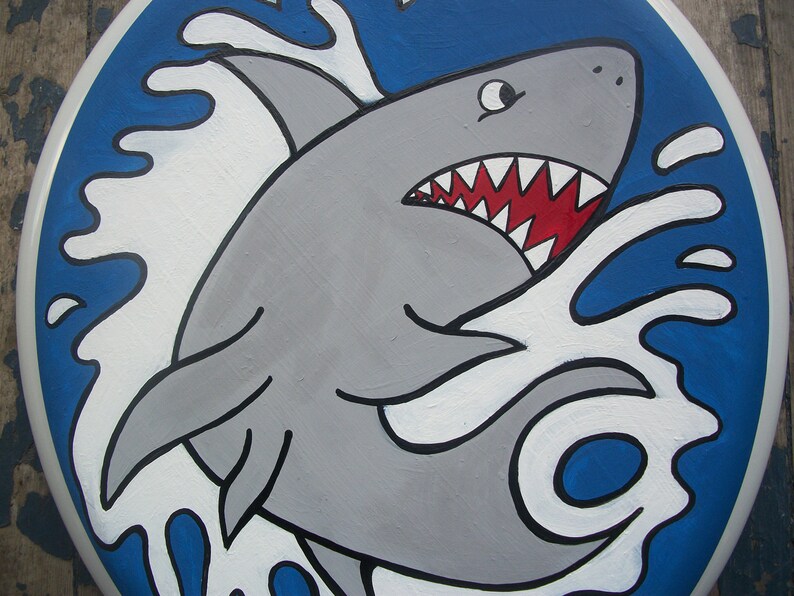 Shark Attack Hand Painted Toilet Seat Shark Week Bathroom Wall Etsy