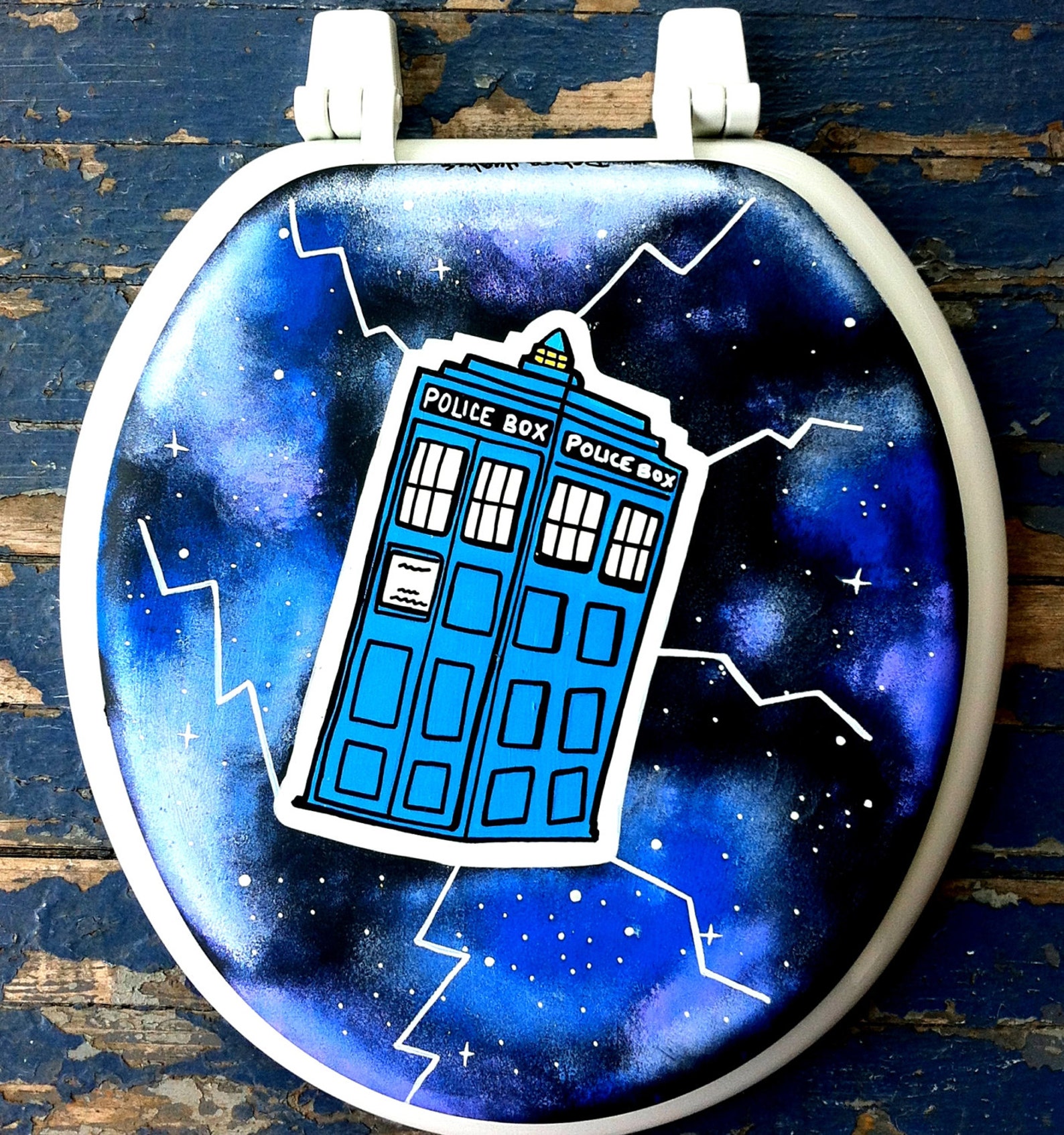 Doctor Who TARDIS Hand Painted Toilet Seat Rock Bathroom Decor Etsy