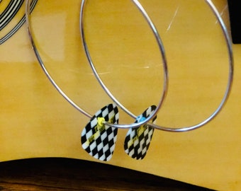 Guitar Pick Hoop Earrings Repurposed and Recycled Gift Musician