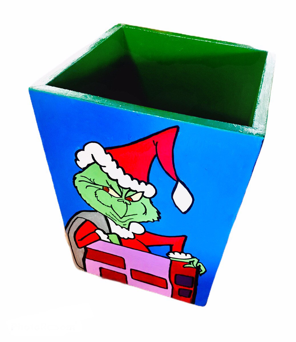 Hand Painted Dr. Seuss How the Grinch Stole Christmas Garbage Waste Bin Can - Etsy
