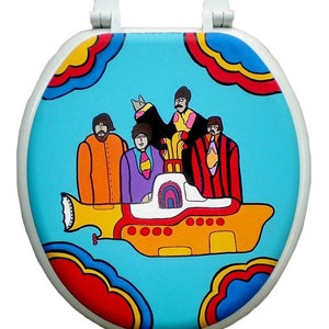 Yellow Submarine Hand Painted Toilet Seat Bathroom Remodel Beatles Dad Grad Wedding Birthday Grad New Home Housewarming Gift