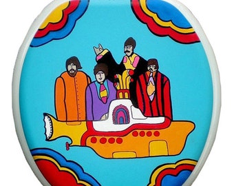 Yellow Submarine Hand Painted Toilet Seat Bathroom Remodel Beatles Dad Grad Wedding Birthday Grad New Home Housewarming Gift