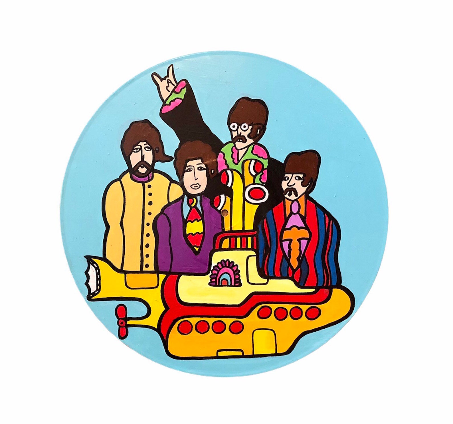 Yellow Submarine Painted 33 Vinyl Record Album Gift Housewarming Wall