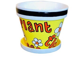 Plant Flowers Save the Bees Hand Painted Flower Pot New Home, Garden, Patio, Gift, Bees, Housewarming