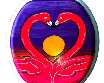 Hand Painted Flamingo Toilet Seat: Tropical Bathroom Decor