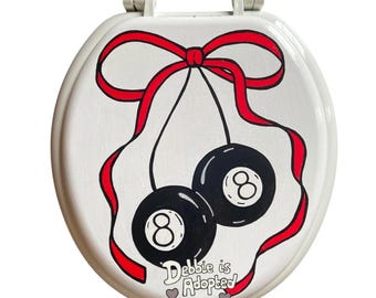 Hand Painted Magic 8 Ball Toilet Seat: Rockabilly Bathroom Decor
