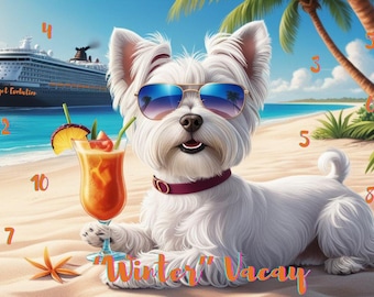 Winter Vacay Puppy DIY Scratch and Save A5 Savings Challenge, Digital PDF