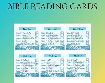 Bible Reading Cards, 52 Easy to follow Guide Cards, Digital Download, PDF A4