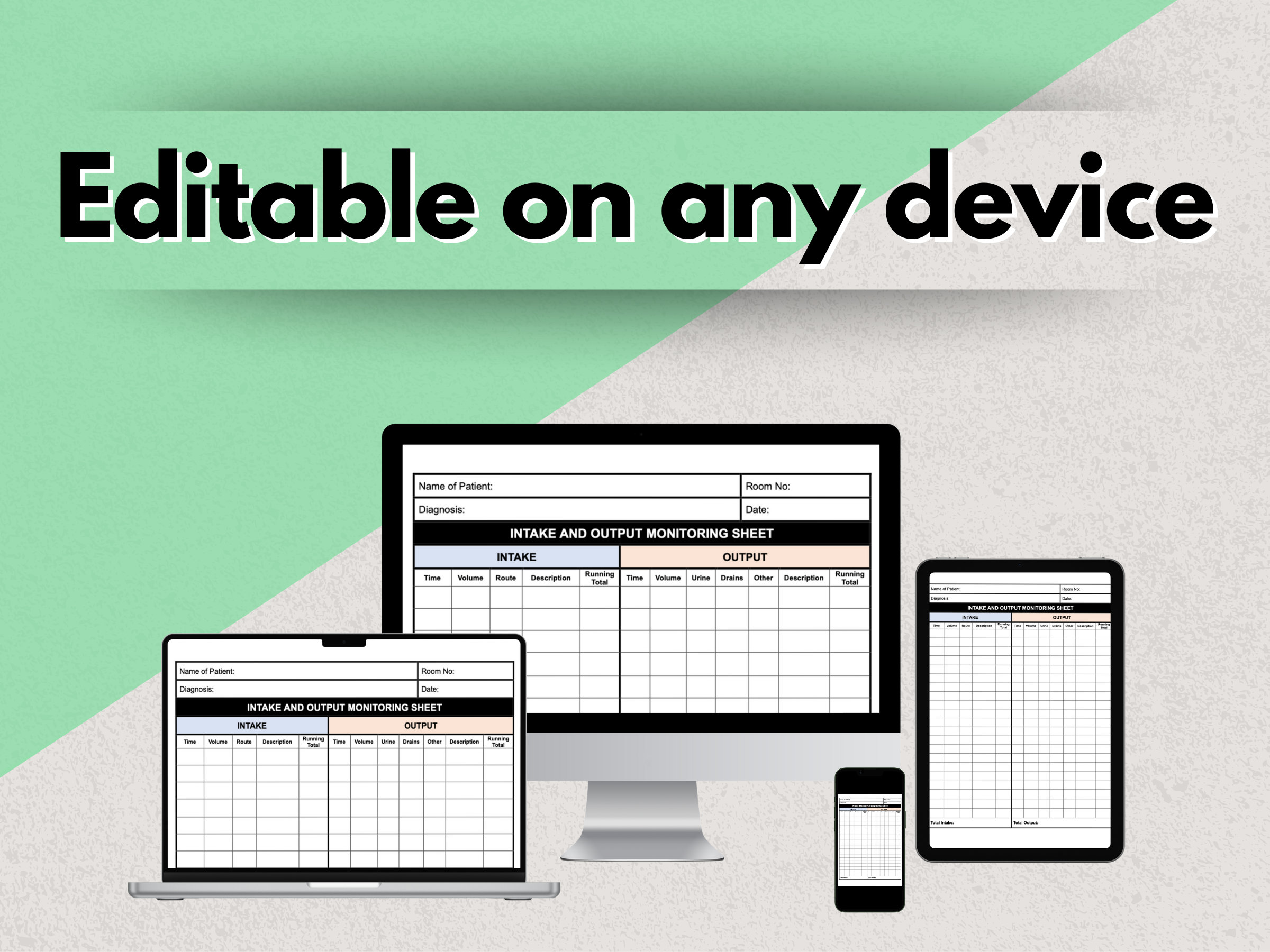 Intake and Output Monitoring Sheet, ICU Nursing Monitoring Sheet, Med ...