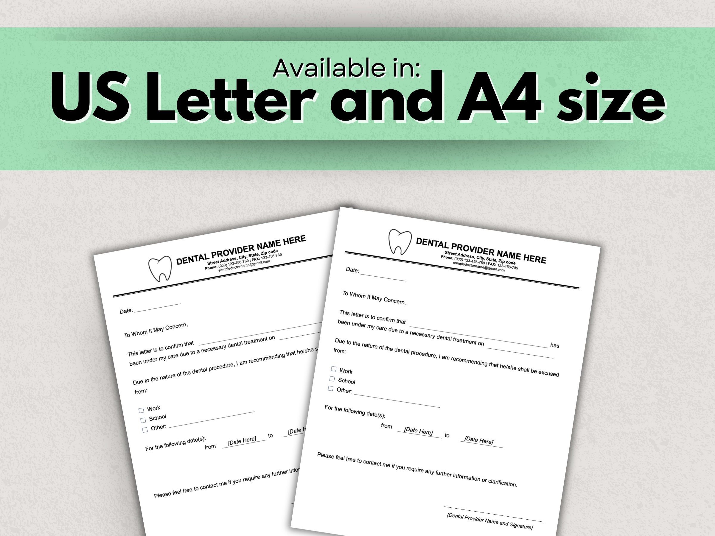 Dentist Excuse Note Template Dental - Il Fullxfull.5973031787 Ppio