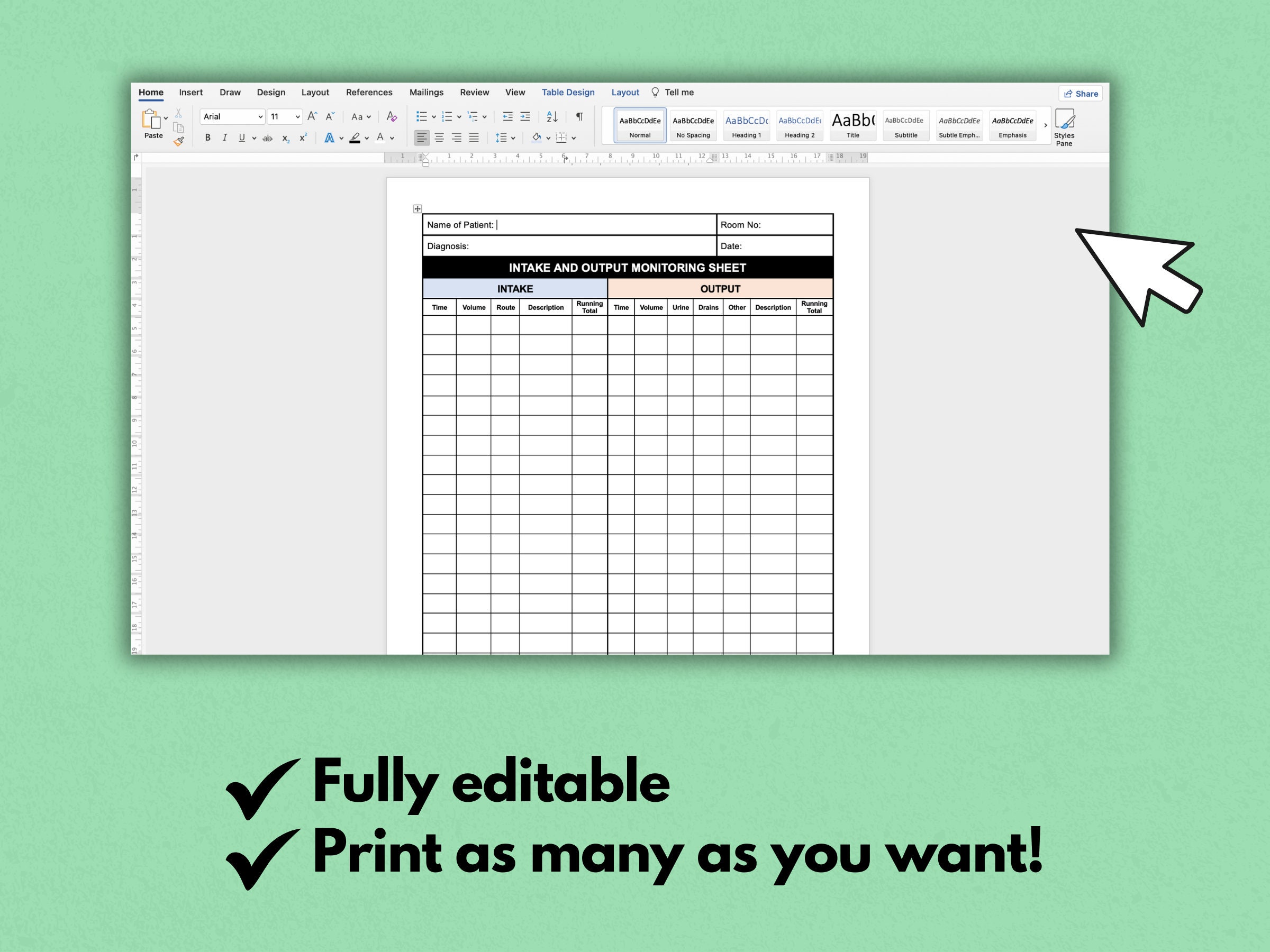 Intake and Output Monitoring Sheet, ICU Nursing Monitoring Sheet, Med ...