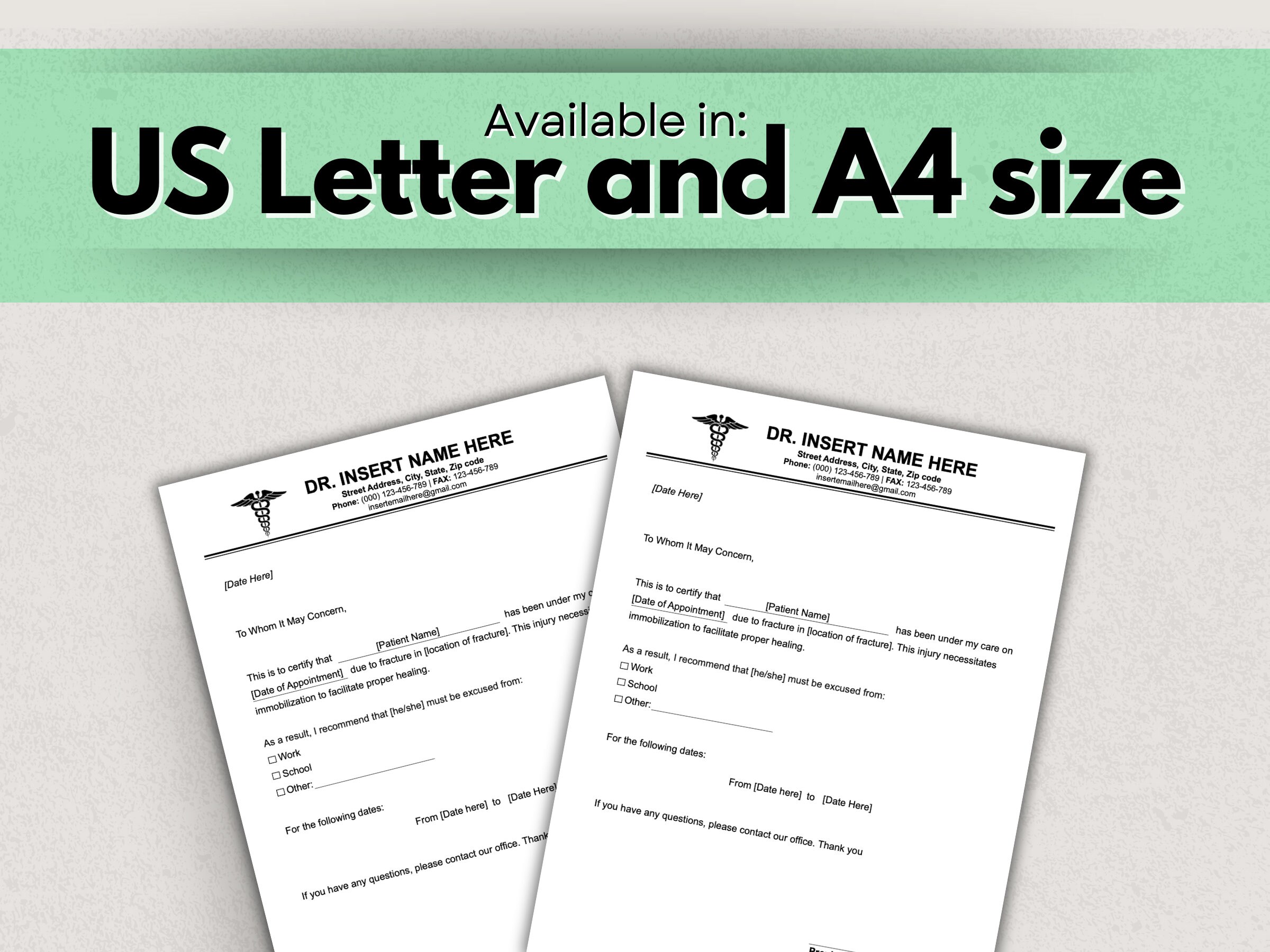 Work Injury Doctors Note Fillable Doctor's Excuse Note for Work/school (word, PDF) - Etsy