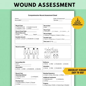 Wound Assessment Sheet, Pressure Ulcer Skin Integrity Assessment Nurse Report Sheet Med Surg Nurse Student Nurse Guide Wound Nurse Sheet