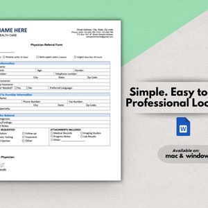 Patient Referral Form Template Doctor Referral Physician Referral Form ...