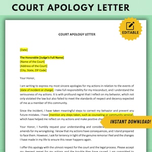 Carta de disculpa, carta de disculpa del juez, carta de disculpa del tribunal, plantilla de referencia de carácter del tribunal, plantilla de indulgencia al juez, carta al juez