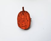 Pumpkin brooch Wooden Halloween brooch in the shape of a pumpkin