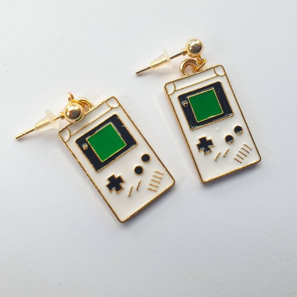 Gameboy charm earrings| | gold tone stud charm earrings