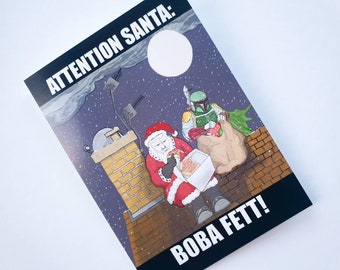 Attention Santa! Boba Fett. Original illustration Christmas Card