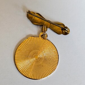 Astronaut enamel brooch on vintage brass bow pin image 2
