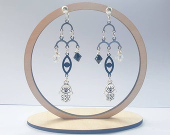 Evil eye chandelier earrings