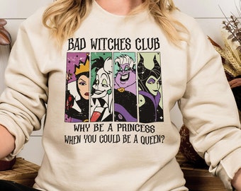 Disney Bad Witches Club-tröja, skurkar Disneyland Halloween-tröja, Maleficent onda drottningen Ursula Cruella-tröja, Halloweenfest-tröja