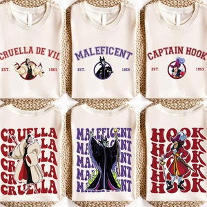 Camiseta de vilã da Disney, camiseta combinando com garotas más, camiseta de amigos do mal, camiseta da Disney World Malévola Rainha Má Úrsula Cruella, camiseta das bruxas más