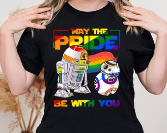 Que la fierté soit avec vous Chemise LGBT Star Wars, chemise Mois de la fierté Disney, chemise Bb8 R2d2, t-shirt arc-en-ciel Galaxy's Edge, soutien gay lesbien