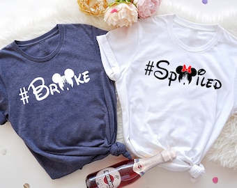 Maglietta Disney Spoiled Broke, maglietta coppia Topolino e Minnie, magliette coppia San Valentino Disneyland, maglietta luna di miele Disneyworld, maglietta Disney Love
