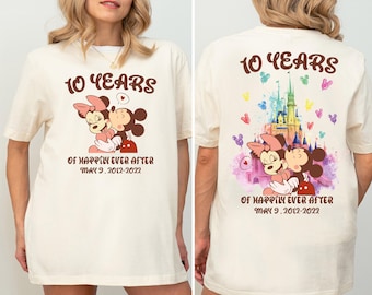 Mickey & Minnie Anniversary Tee, Disney Happily Ever After Couple Tee, Mickey Love Kiss Tee, Disneyland Wedding Anniversary Vacation Tee