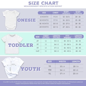 a baby's bodysuit size chart with measurements