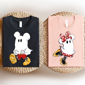 Mickey & Minnie Ghost Paar Shirt, Disney Halloween Sweatshirt, Mickey Ghost Shirts, gruselige Saison T-Shirts, Disneyland Halloween Urlaub Geschenk