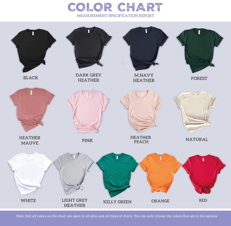the color chart for a women's t - shirt