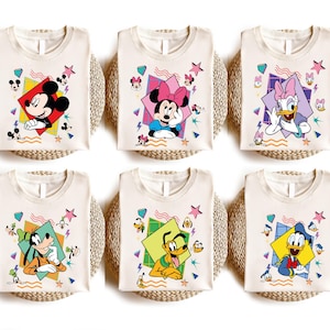 Retro Mickey And Friends Shirt, Disney 90s Sweatshirt, Minnie Girls Tee, Daisy Donald Group Shirt, Disneyland Magic Kingdom Family Trip Tee