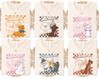 Camisa a cuadros de Los Aristogatos, Camisa de Los Aristogatos de Disney, Camisa de O'Malley Berlioz Marie Cats, Sudadera para amantes de los gatos, Camisetas para grupos de viaje a Disneyland