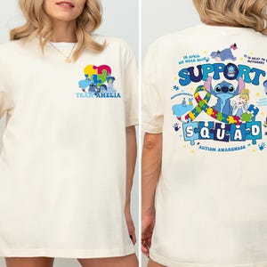 Stitch Autism Support Squad Shirt, Disney Custom Autism Awareness T-Shirt, Autism Month Tees, Neurodiversty Sweater, Autism Acceptance Tees