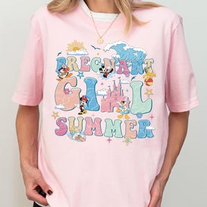 Koszulka letnia dla ciężarnej dziewczyny, koszulka ciążowa Disney Mickey & Friends, koszulka ciążowa Minnie, koszulka dla nowej mamy, koszulka z ogłoszeniem o ciąży
