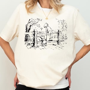 Maglietta con Winnie the Pooh e Christopher Robin, maglietta con schizzo Disney di Pooh, maglietta vintage con orsetto Pooh, felpa coordinata per viaggio in famiglia a Disneyland
