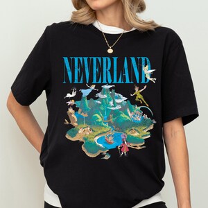 Disney Peter Pan Neverland-kaartshirt, tweede ster van rechts en rechtdoor tot ochtendshirt, vintage eilandshirt, Disneyland Trip