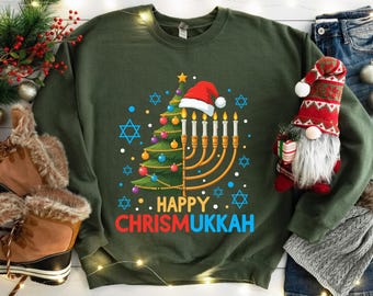 Camiseta de feliz Chrismukkah, camiseta religiosa de Hanukkah, camiseta con vela de la menorá de Hanukkah, camiseta para fiesta familiar de Janucá, camiseta navideña de festividad judía
