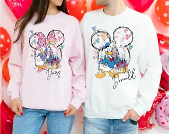 Daisy & Donald Duck Couple Shirt, Disney Valentine&#39;s Day Shirt, Donald Duck Love Shirt, Daisy Valentines Shirt, Disneyland Honeymoon Tee