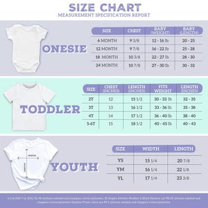 a baby's bodysuit size chart with measurements