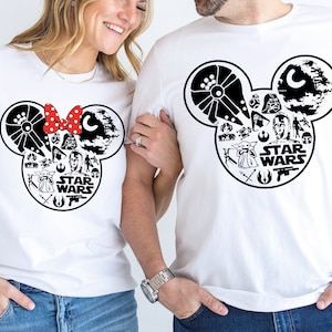 Matching Star Wars  Shirt, Mickey & Minnie Couples Shirt, Disneyland Vacation Shirt, Star Wars Mickey Ears Shirt, Disney Family Trip Shirt