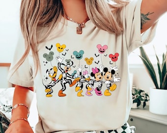Mickey and Friends Skeleton Halloween Shirt, Disney Halloween Shirt, Spooky Season Shirt, Disneyland Horror Witch Tee, Disney Pumpkin Shirt