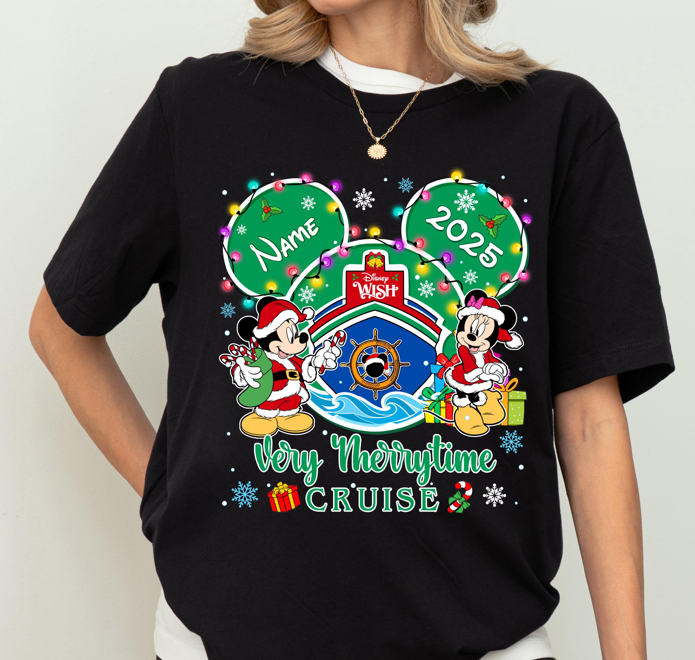 Camiseta navideña de Disney Cruise, camiseta personalizada de Mickey y Minnie "Muy Feliz Navidad", camiseta familiar de crucero navideño, camiseta de Disney Wish Cruise Line