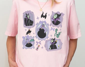 Koszulka Disney Villain Mirror, pasująca koszulka Bad Witches, koszulka Villains Ursula Maleficent Evil Queen Cruella, koszulka WDW Disneyland Evil Friends